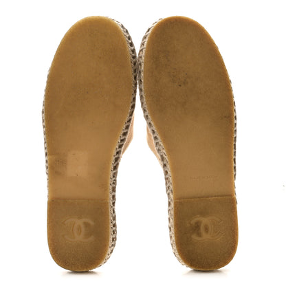 Chanel Denim CC Espadrille Mules 37 Beige Black 6 of 9