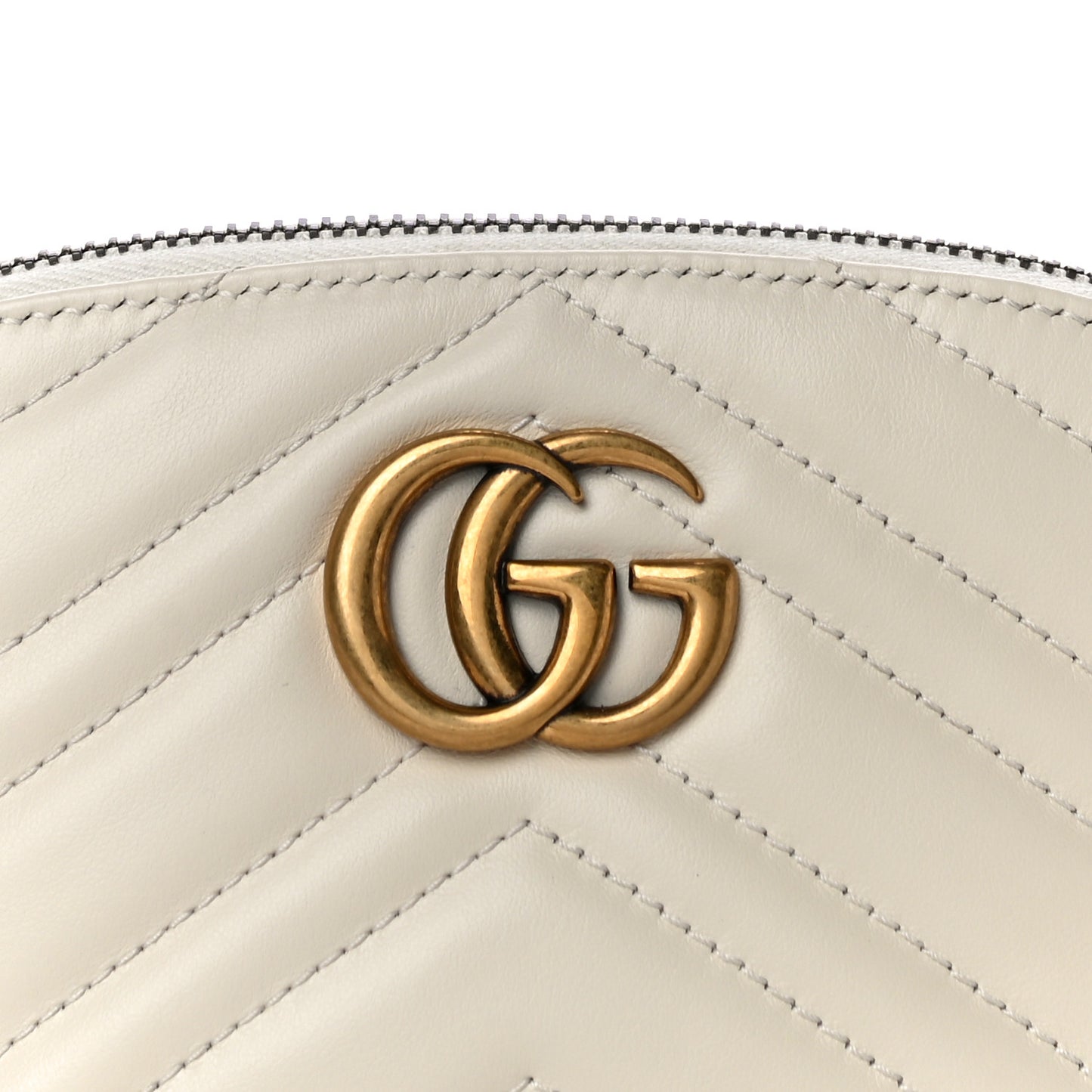 Calfskin Matelasse GG Marmont Pouch Cosmetic Case White