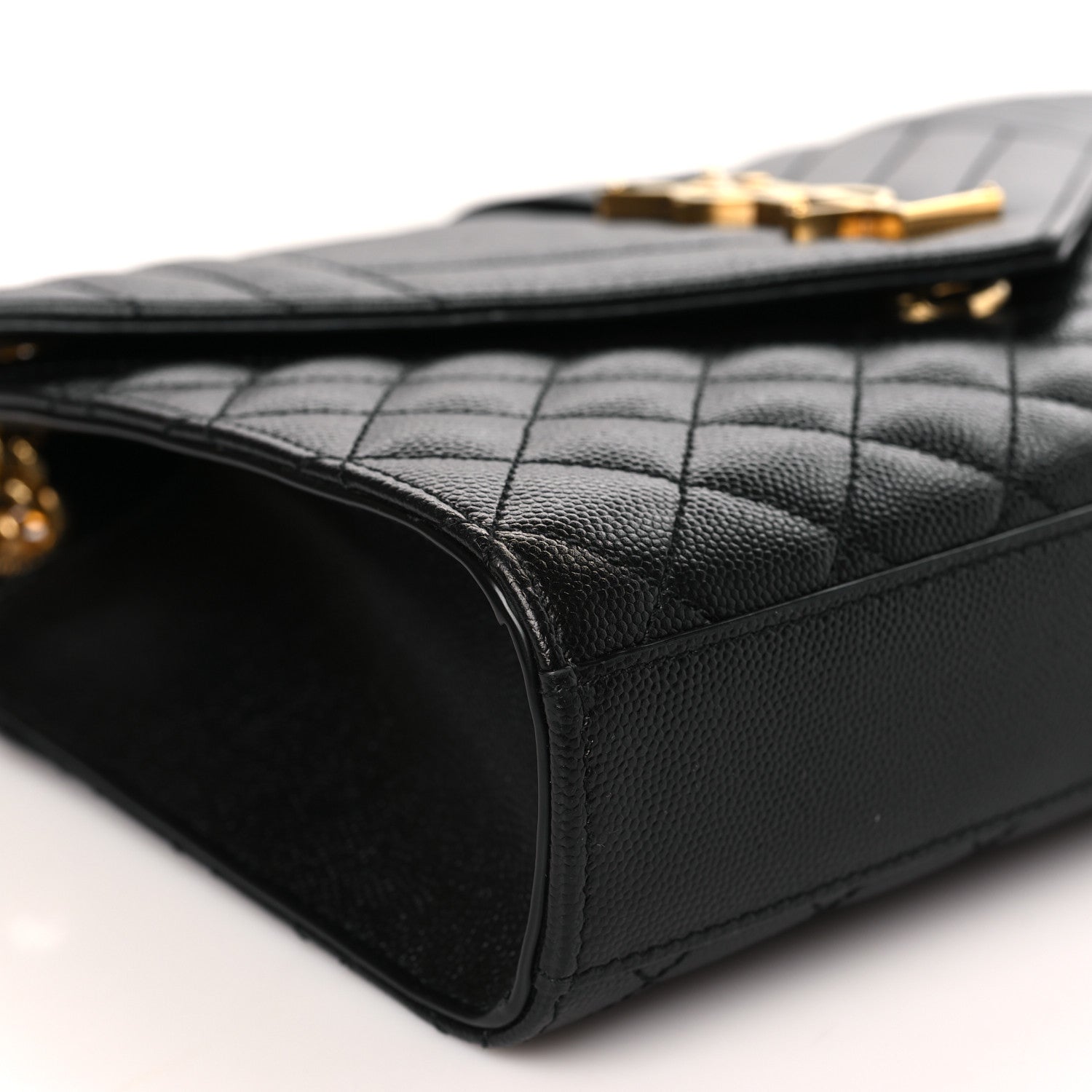 Saint Laurent Grain De Poudre Textured Mixed Matelasse Triquilt Medium Monogram Satchel Black 8 of 9