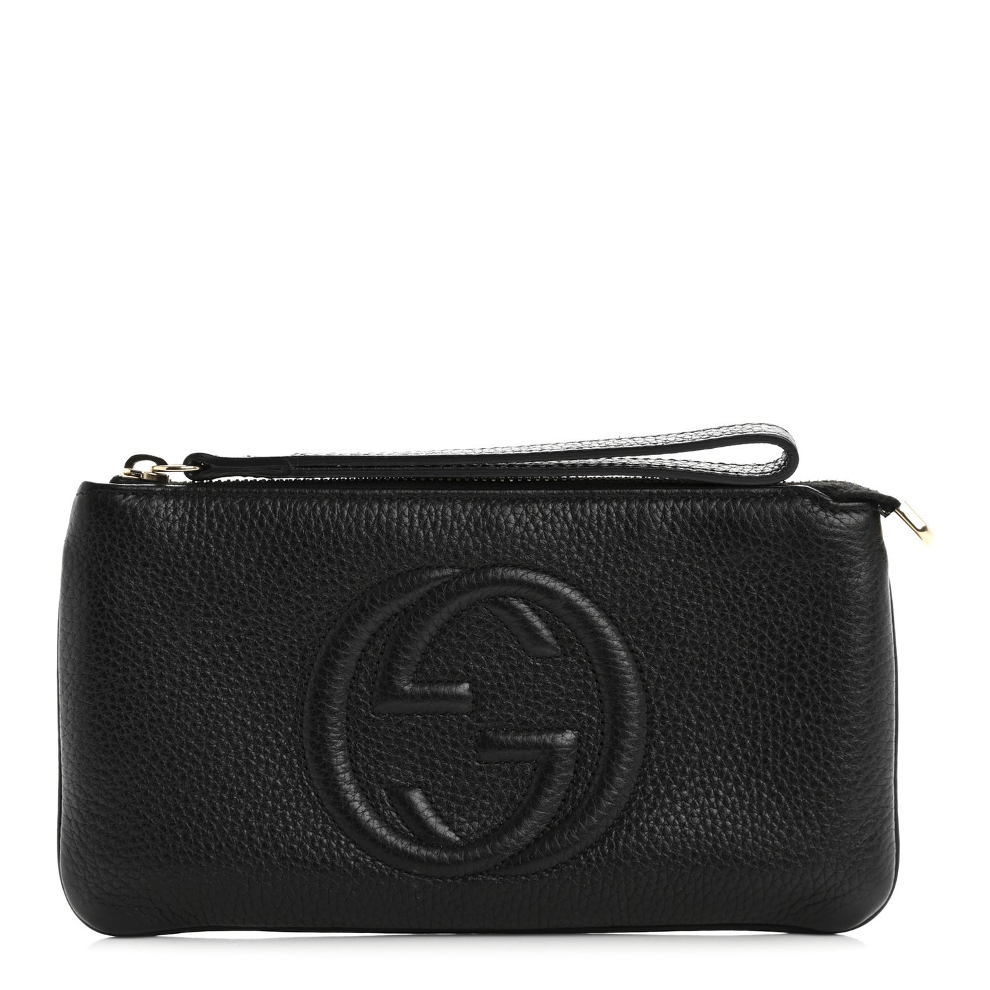 Pebbled Calfskin Soho Wristlet Black