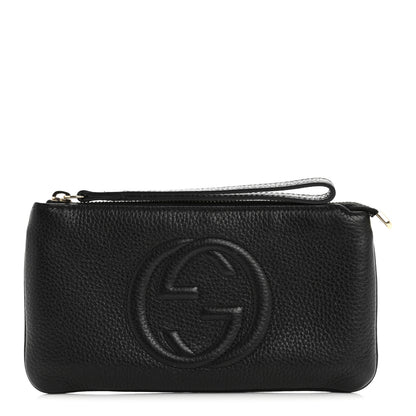 Gucci Pebbled Calfskin Soho Wristlet Black 1 of 11