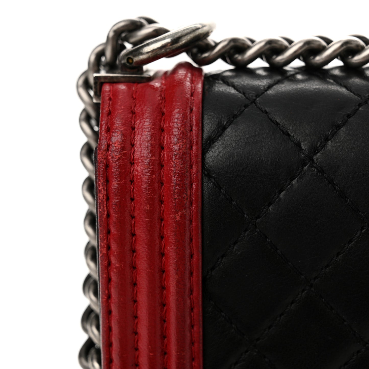 Calfskin Quilted Mini Boy Flap Black Red