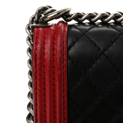 Chanel Calfskin Quilted Mini Boy Flap Black Red 16 of 18