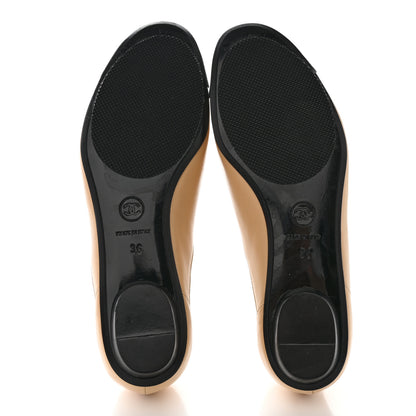 Chanel Goatskin Grosgrain Cap Toe Mary Jane Flats 36 Beige Black 5 of 12