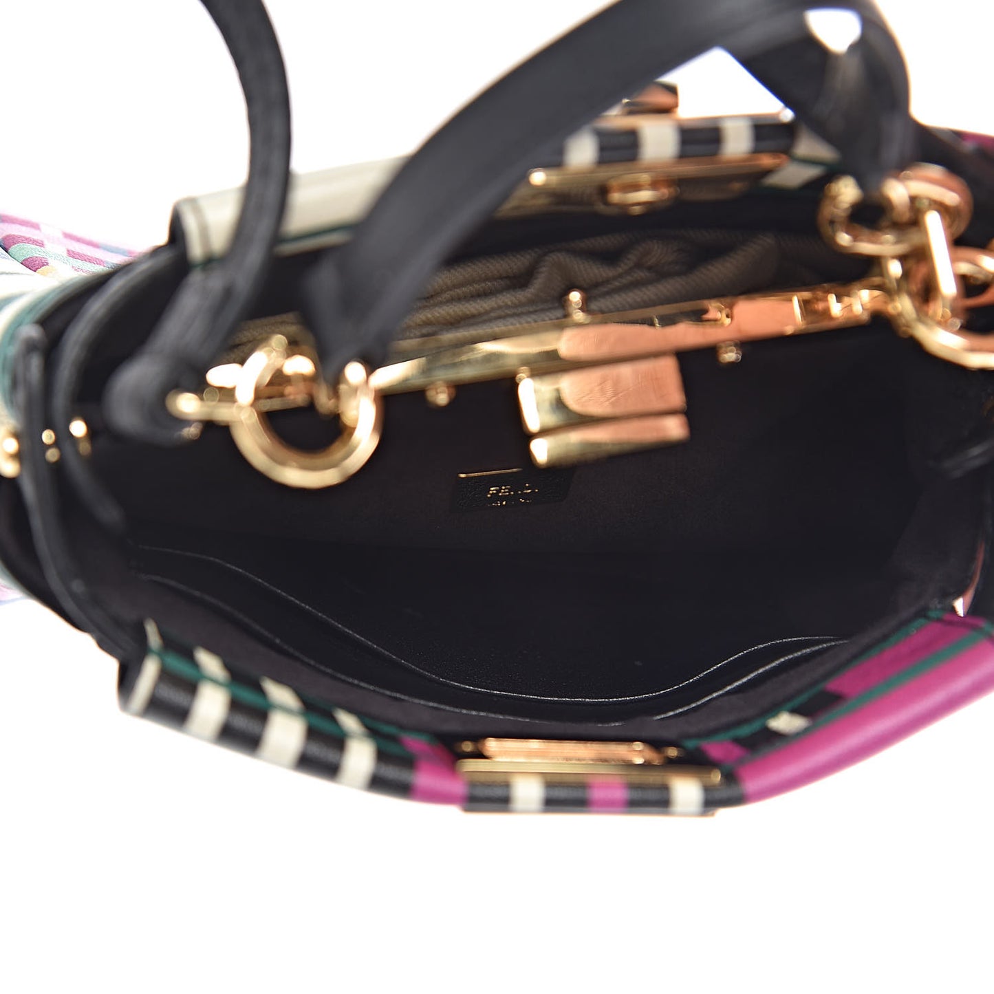 Vitello Seta Digital Print Micro Peekaboo Iconic Satchel Multicolor Black