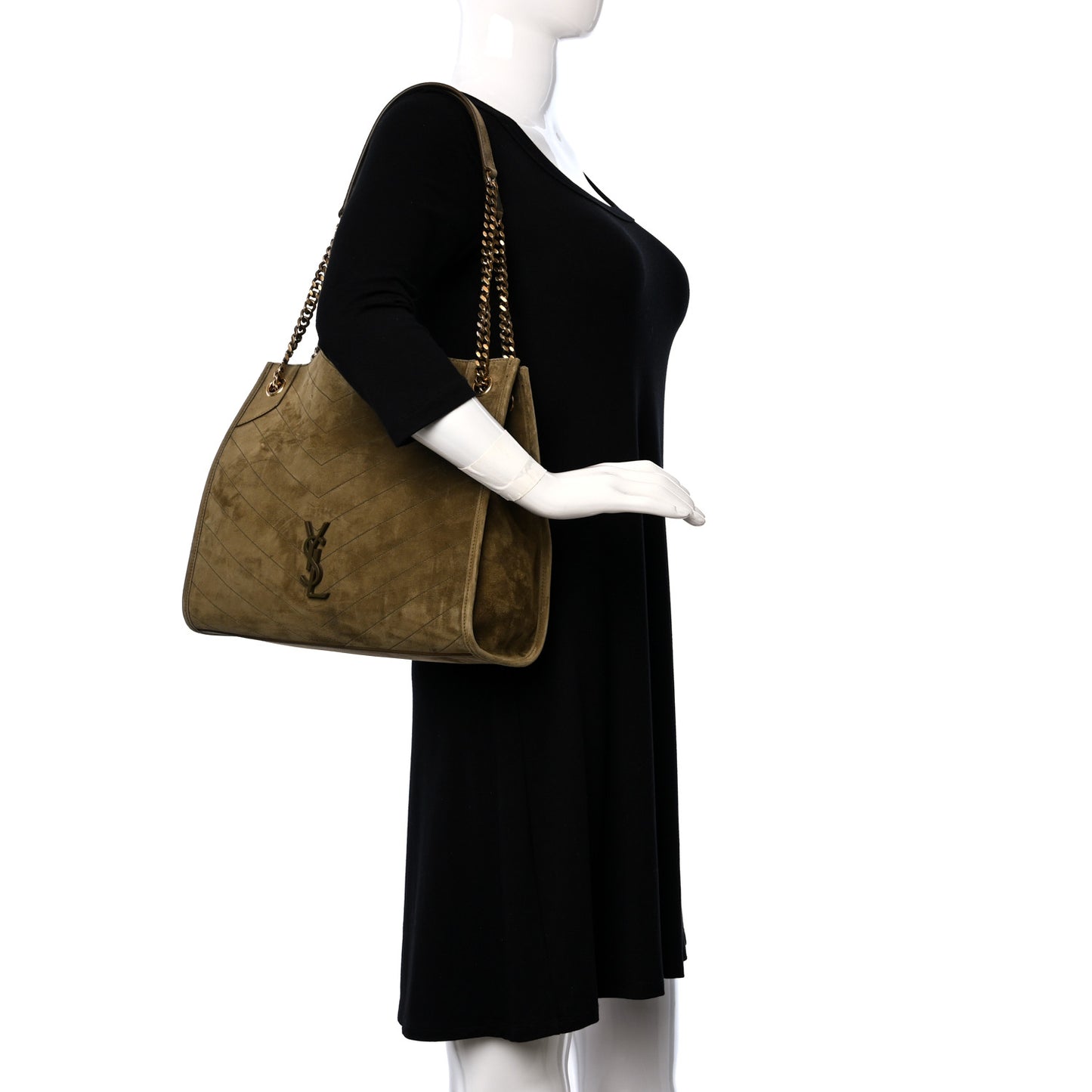 Suede Matelasse Monogram Medium Niki Shopper Tote New Barley