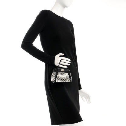 Fendi Satin Crystal Shiny Nappa Embroidered Micro Peekaboo Iconic Satchel Black Crystal 2 of 8
