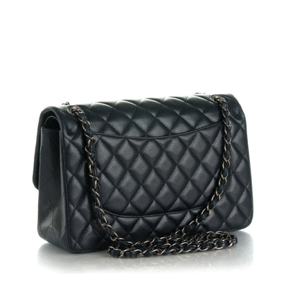 Chanel Caviar Quilted Jumbo Double Flap Navy Blue 4 of 9
