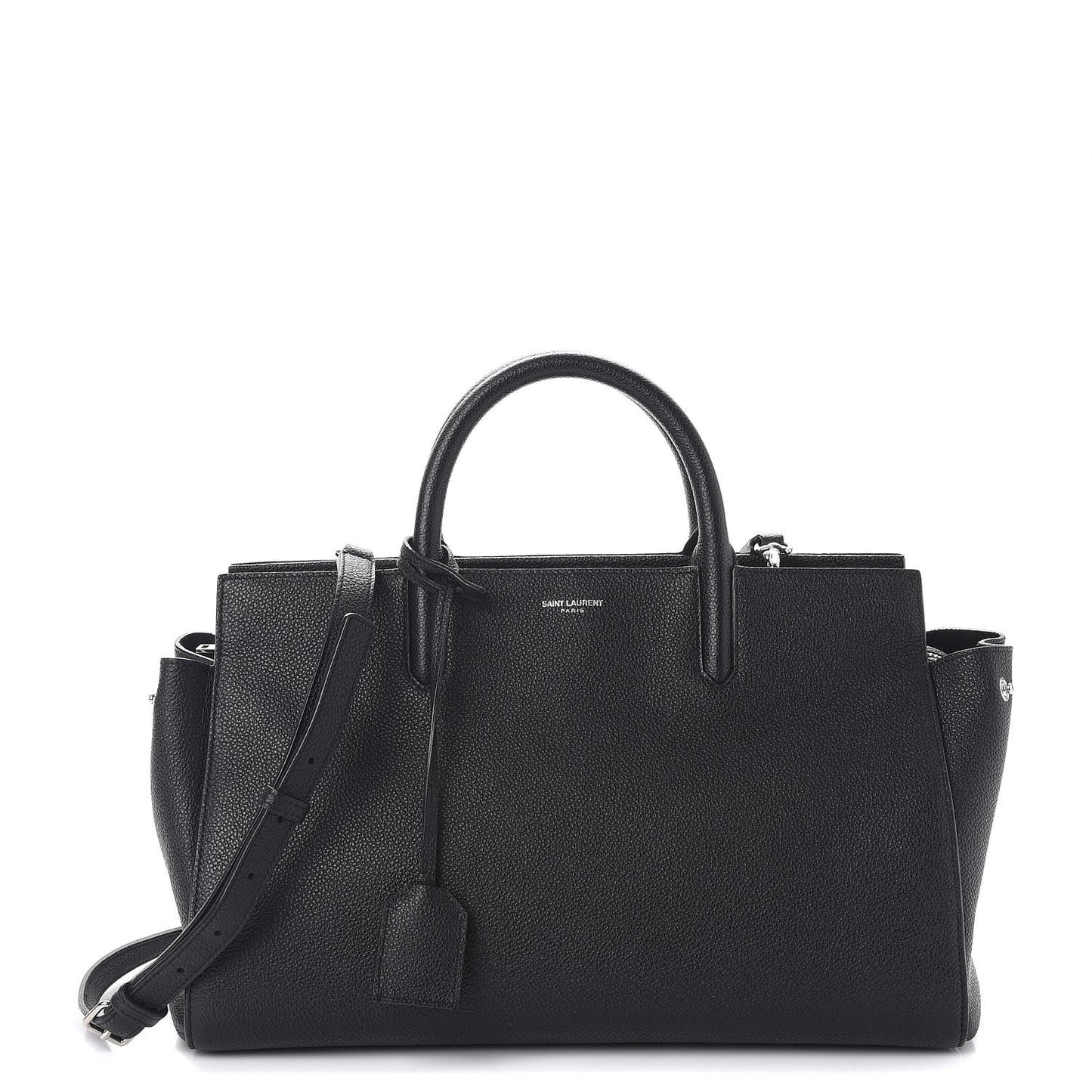 Grained Calfskin Small Cabas Rive Gauche Black
