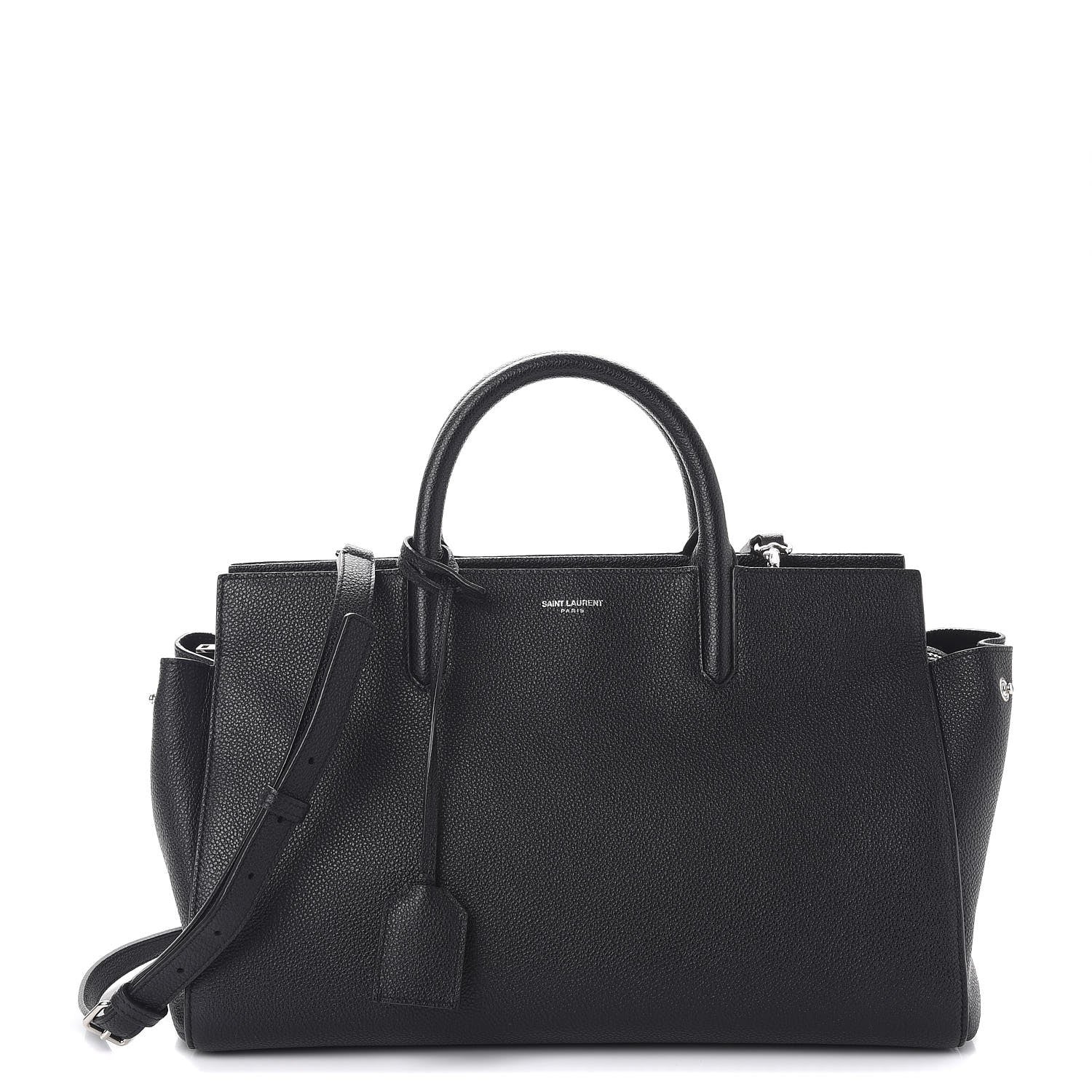 Saint Laurent Grained Calfskin Small Cabas Rive Gauche Black 1 of 12