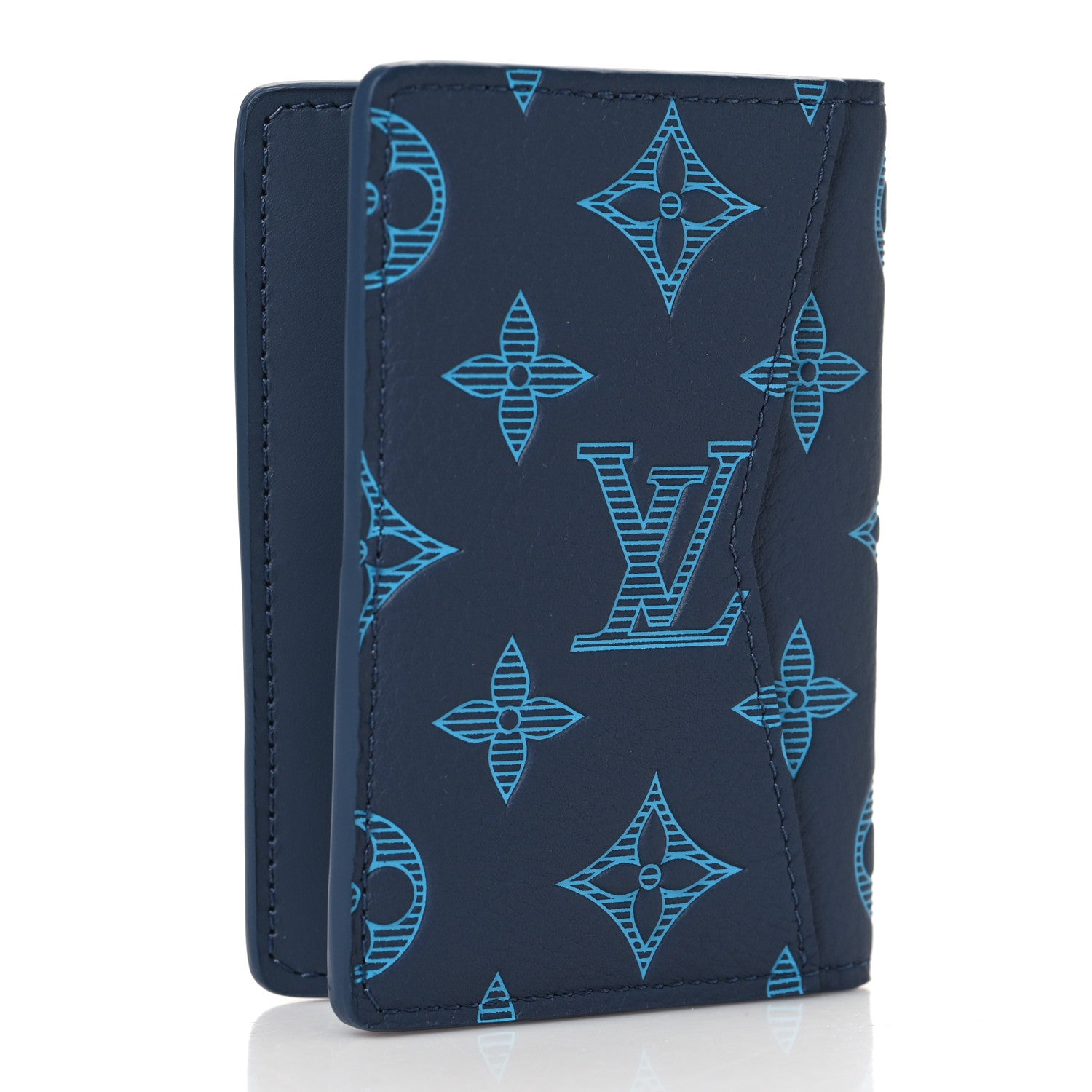 Louis Vuitton Calfskin Monogram Shadow Pocket Organizer Blue 3 of 7