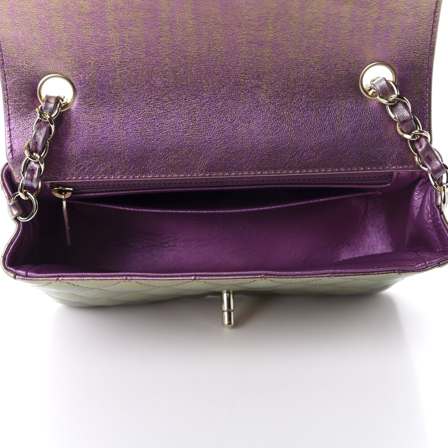 Chanel Iridescent Lambskin Quilted Mini Rectangular Flap Purple 5 of 11