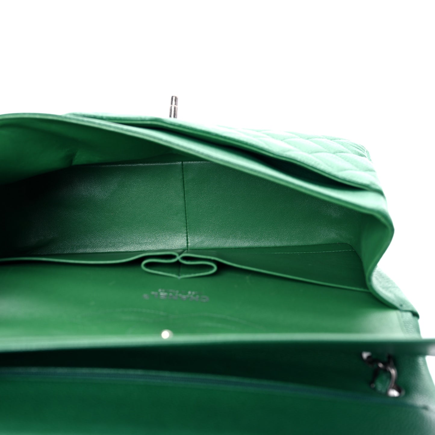 Caviar Quilted Jumbo Double Flap Green