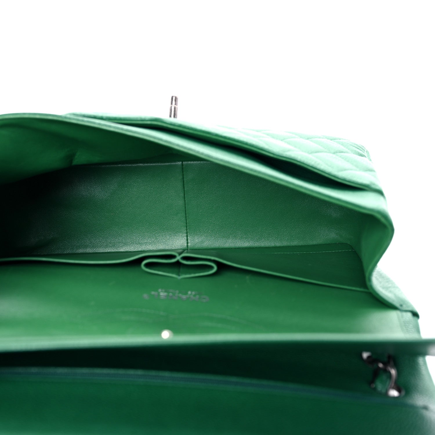 Chanel Caviar Quilted Jumbo Double Flap Green 5 of 16