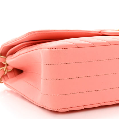 Chanel Lambskin Chevron Quilted Medium Double Flap Coral 9 of 10