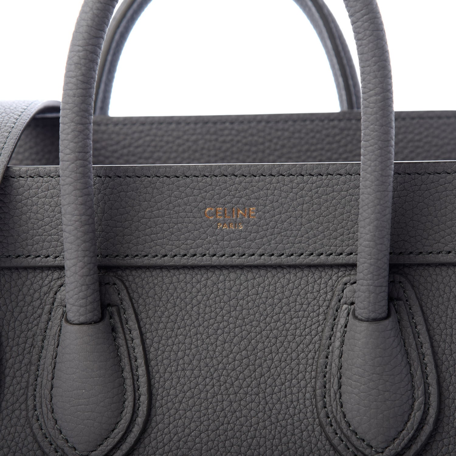 Celine Drummed Calfskin Nano Luggage Kohl 10 of 11