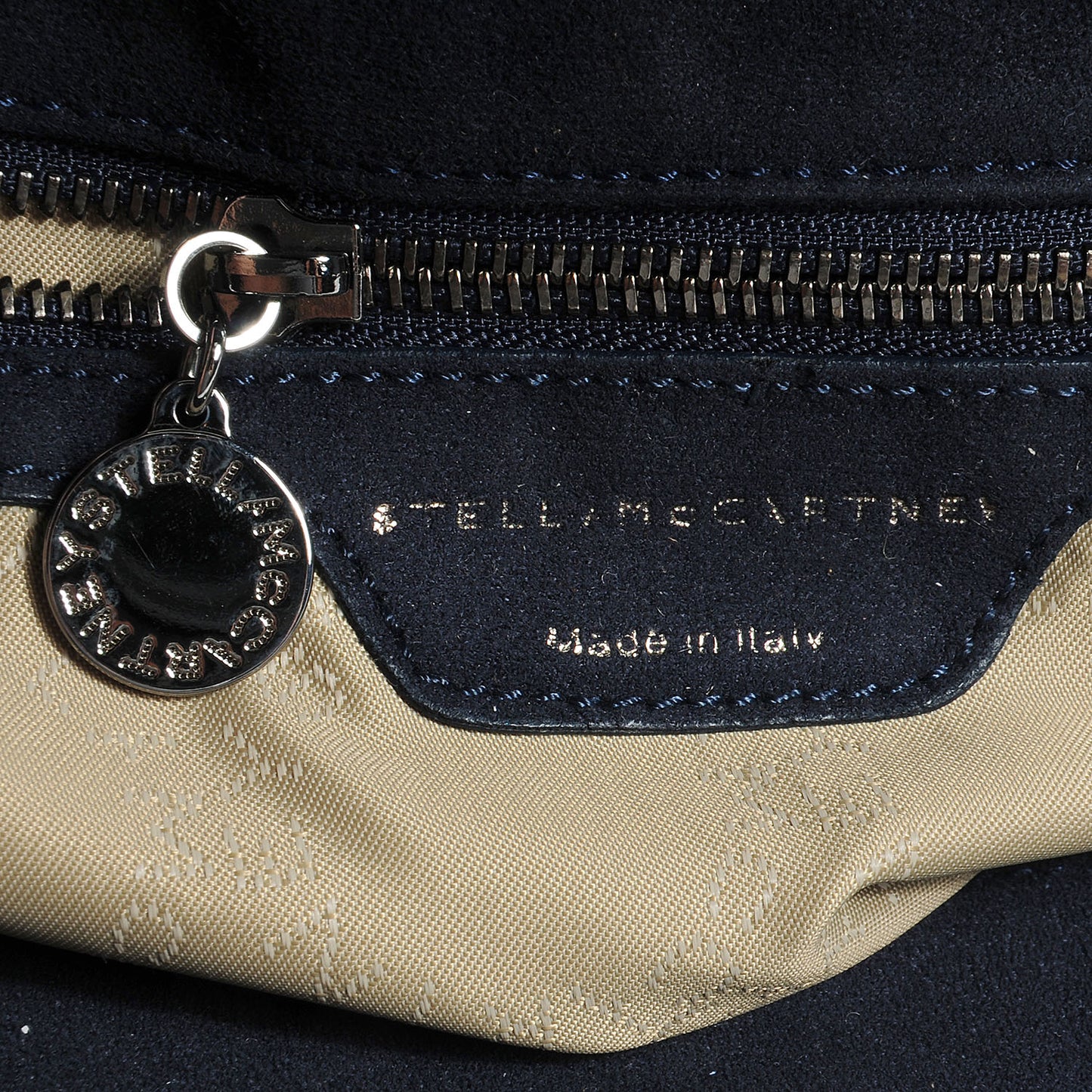 Woven Boucle Fold Over Falabella Navy
