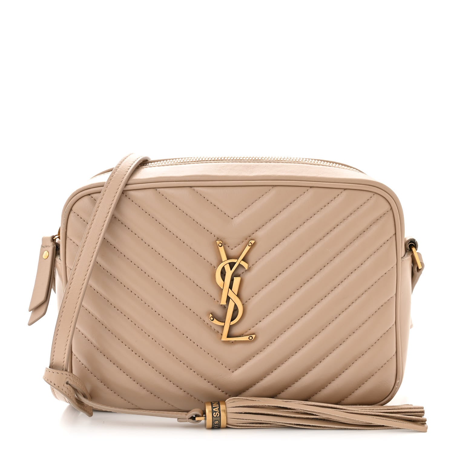 Saint Laurent Calfskin Matelasse Monogram Lou Camera Bag Dark Beige 1 of 16