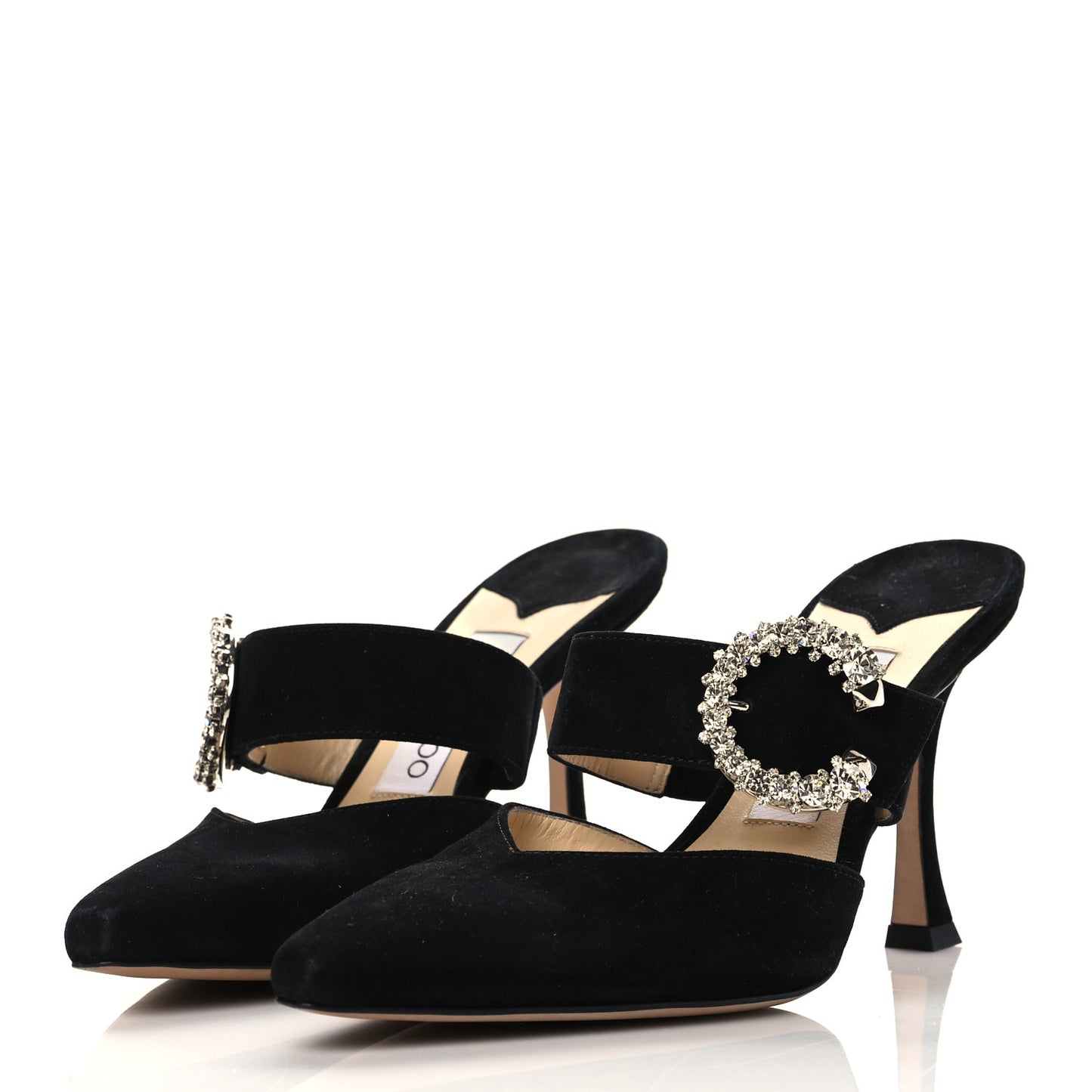 Suede Crystal Marta 90 Mules 38 Black