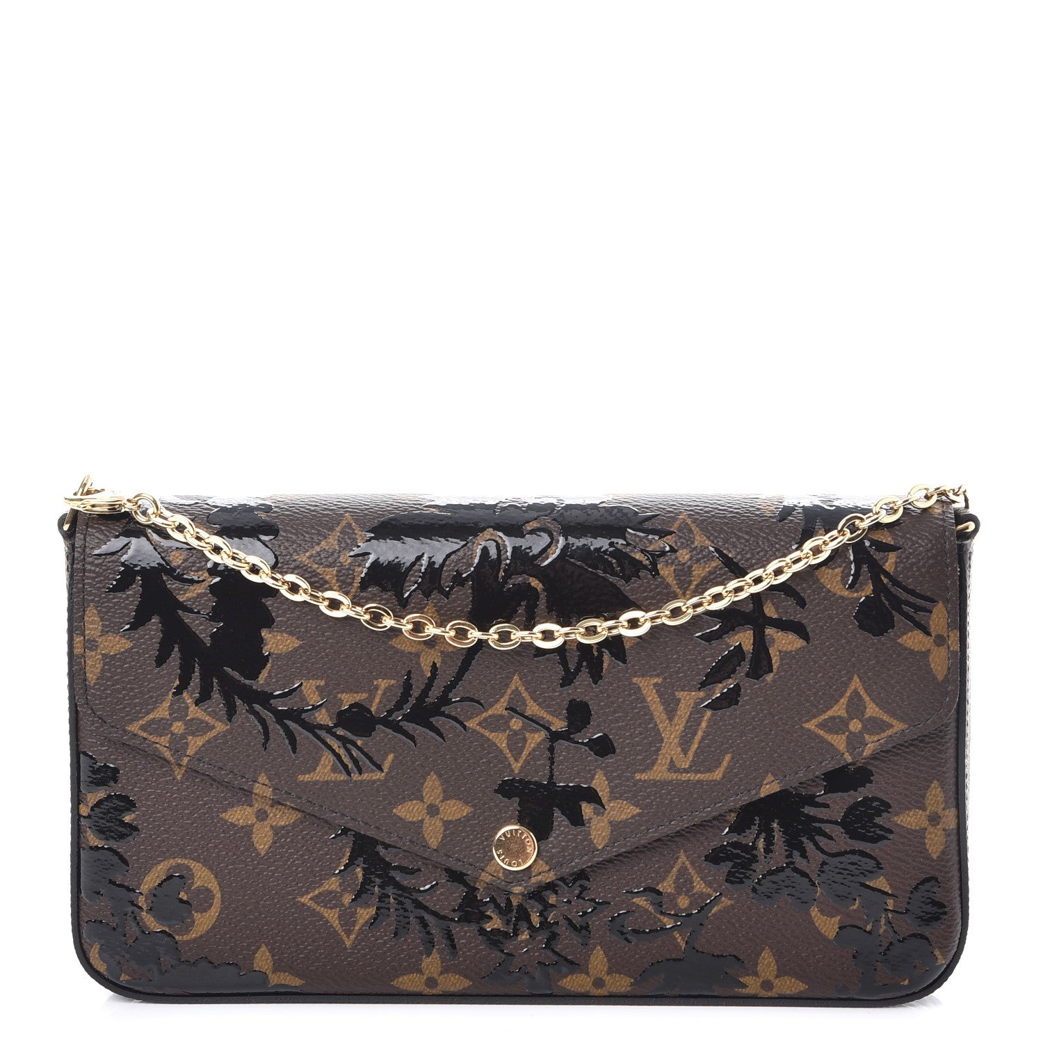 Louis Vuitton Monogram Blossom Pochette Felicie Chain Wallet Black 1 of 8