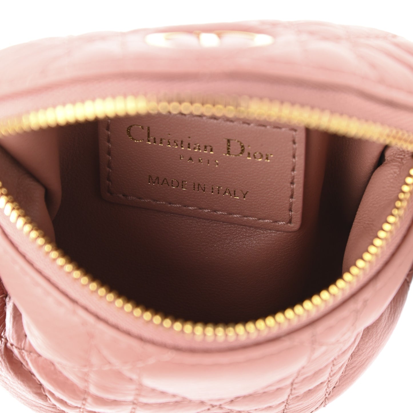 Supple Calfskin Cannage Caro Half-Moon Coin Purse Dark Nude