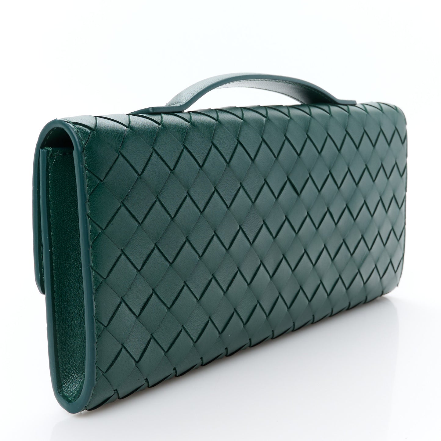 Nappa Intrecciato Long Andiamo Top Handle Clutch Emerald Green