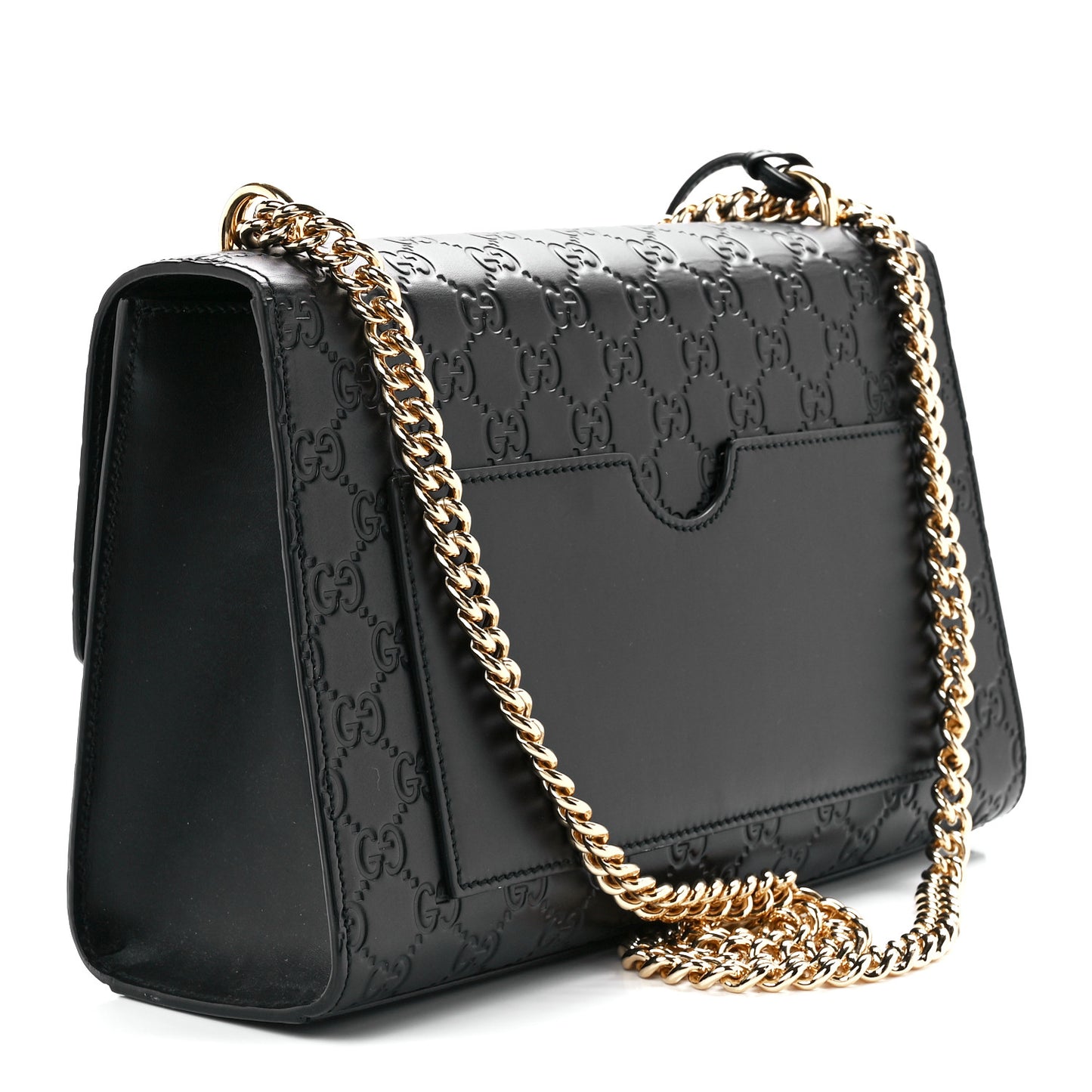 Guccissima Medium Padlock Shoulder Bag Black