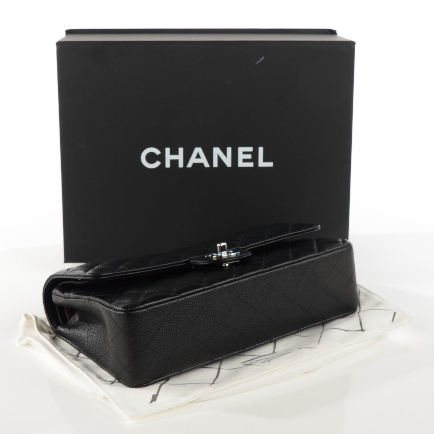 Caviar Quilted Medium Double Flap Black
