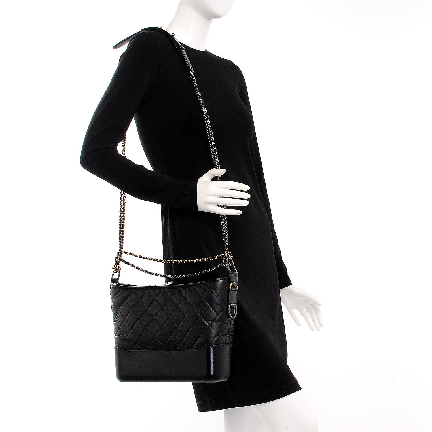 Chanel Aged Calfskin Quilted Medium Gabrielle Hobo Black 2 of 9