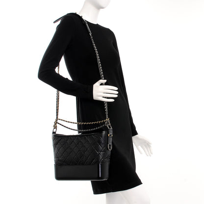 Chanel Aged Calfskin Quilted Medium Gabrielle Hobo Black 2 of 9