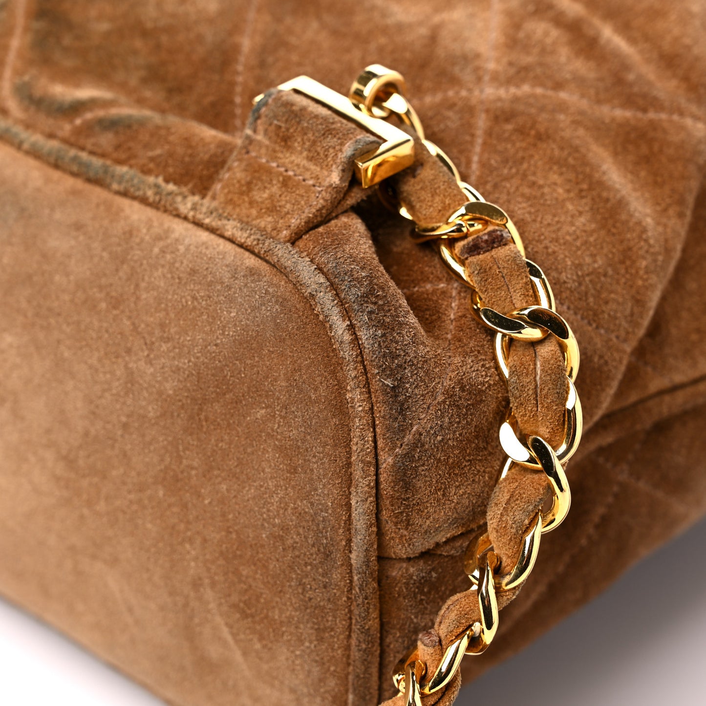Suede CC Drawstring Backpack Brown