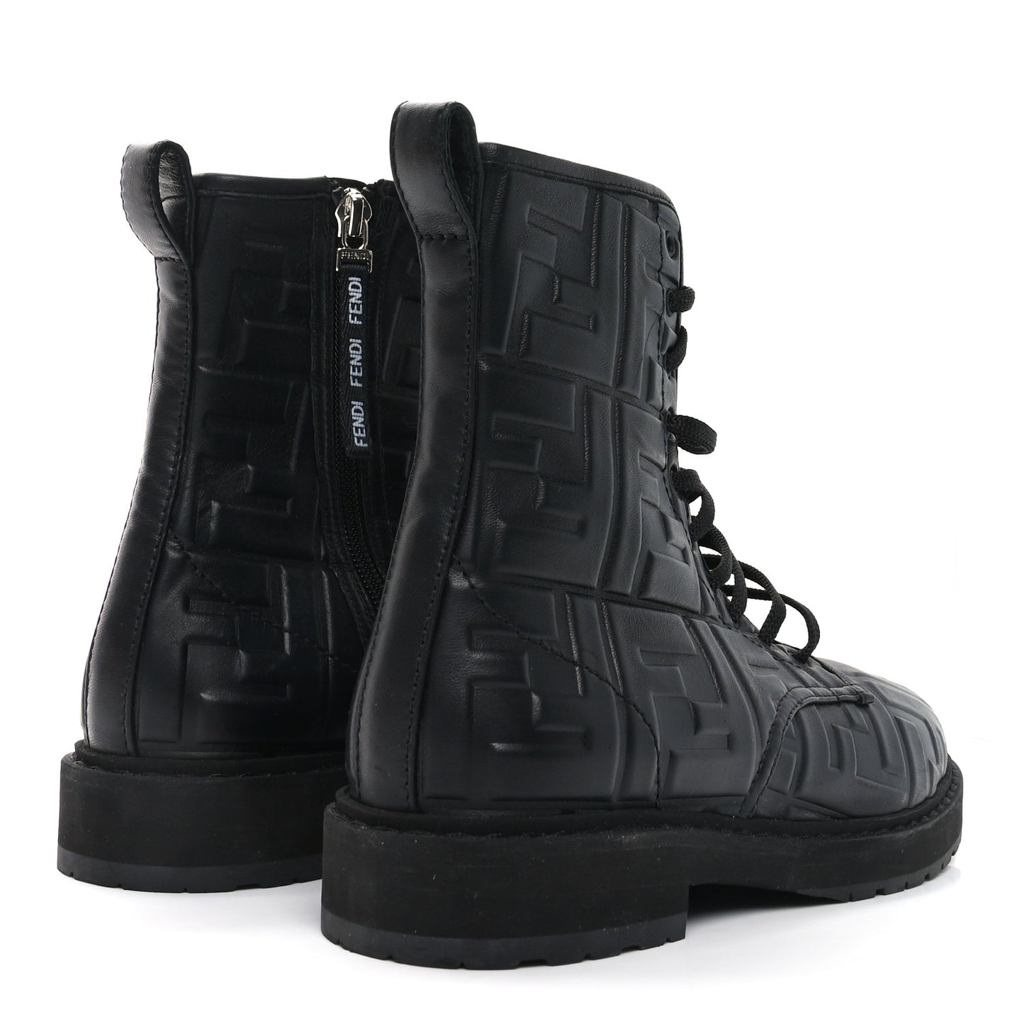 Nappa FF Embossed Womens Biker Boots 38.5 Black