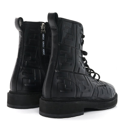 Fendi Nappa FF Embossed Womens Biker Boots 38.5 Black 4 of 7