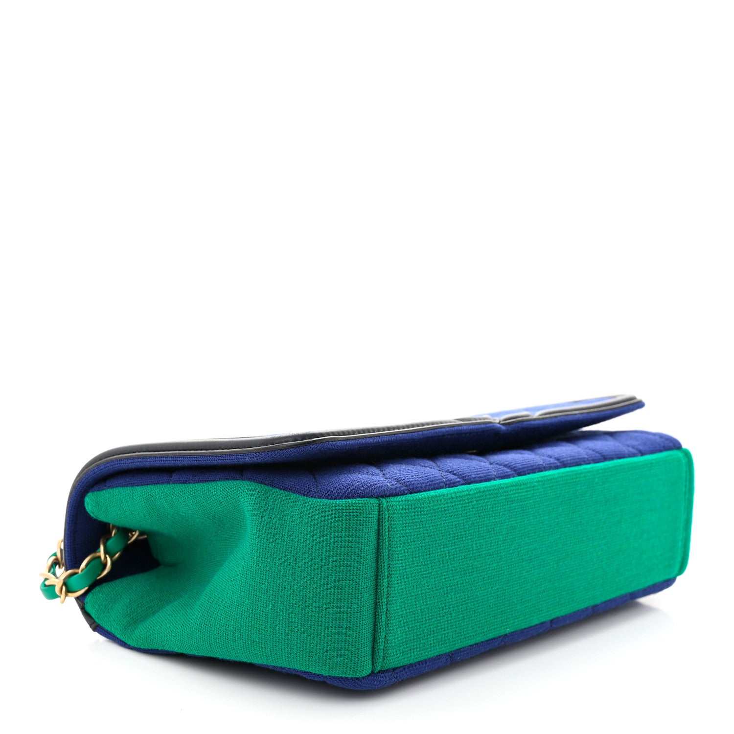 Chanel Jersey Quilted Small CC Filigree Flap Blue Green 4 of 10