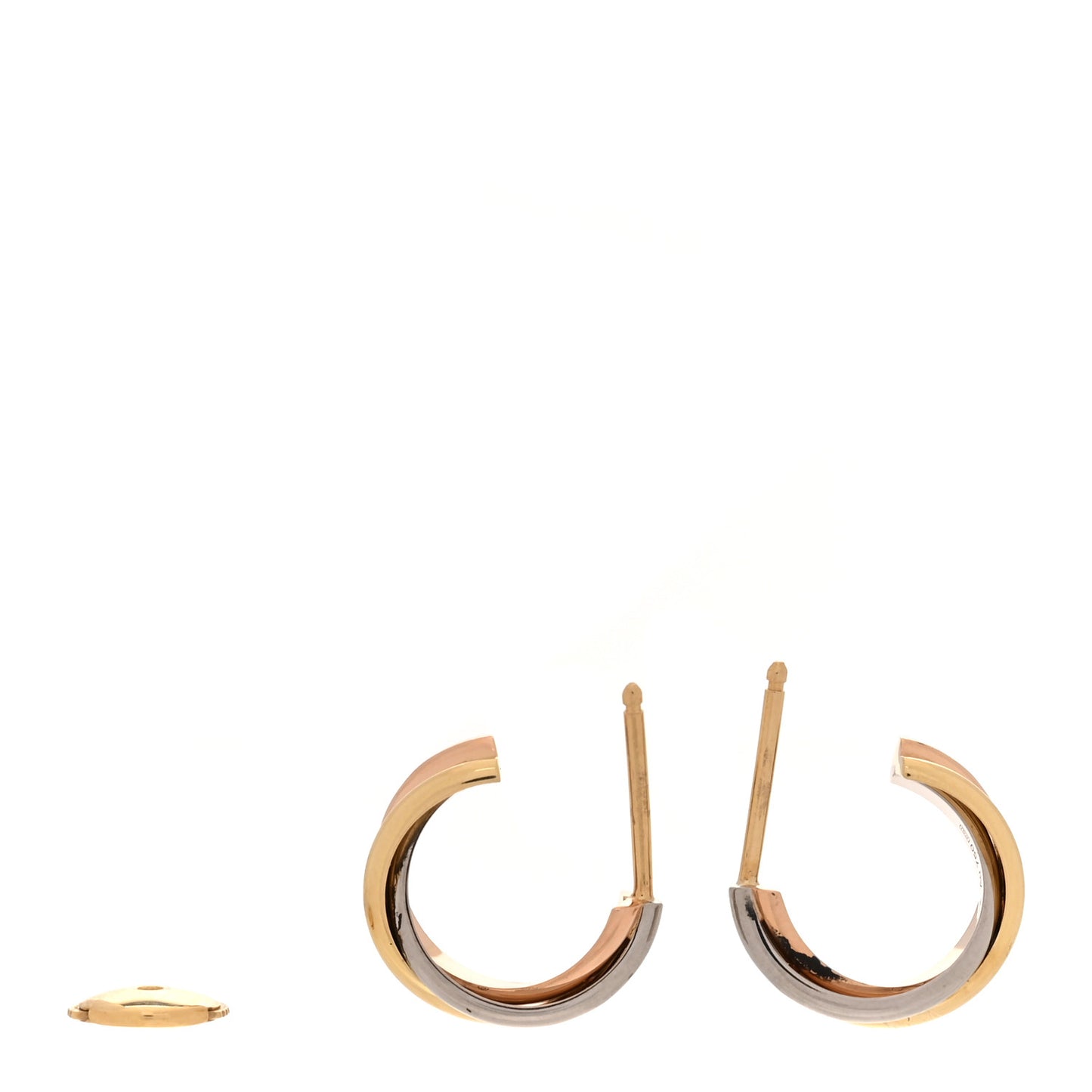 18K Pink Yellow White Gold Small Trinity Hoop Earrings