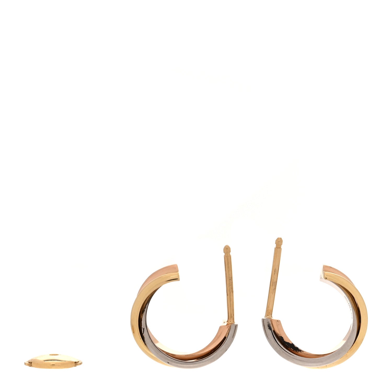 Cartier 18K Pink Yellow White Gold Small Trinity Hoop Earrings 3 of 5