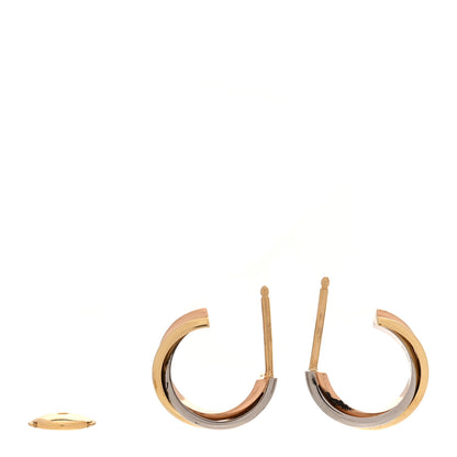 Cartier 18K Pink Yellow White Gold Small Trinity Hoop Earrings 3 of 5
