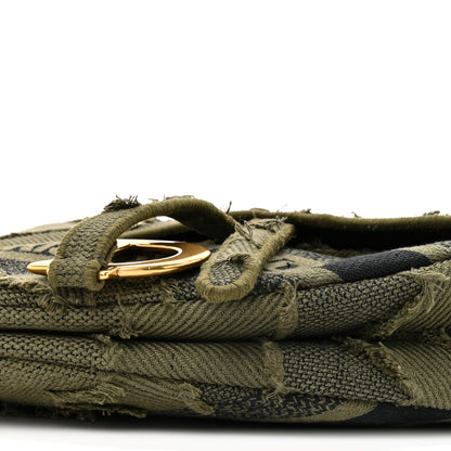 Christian Dior Canvas Embroidered Camouflage Saddle Bag Green 9 of 10