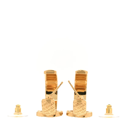 Chanel Metal Crystal CC Logo Hoop Earrings Gold 3 of 5