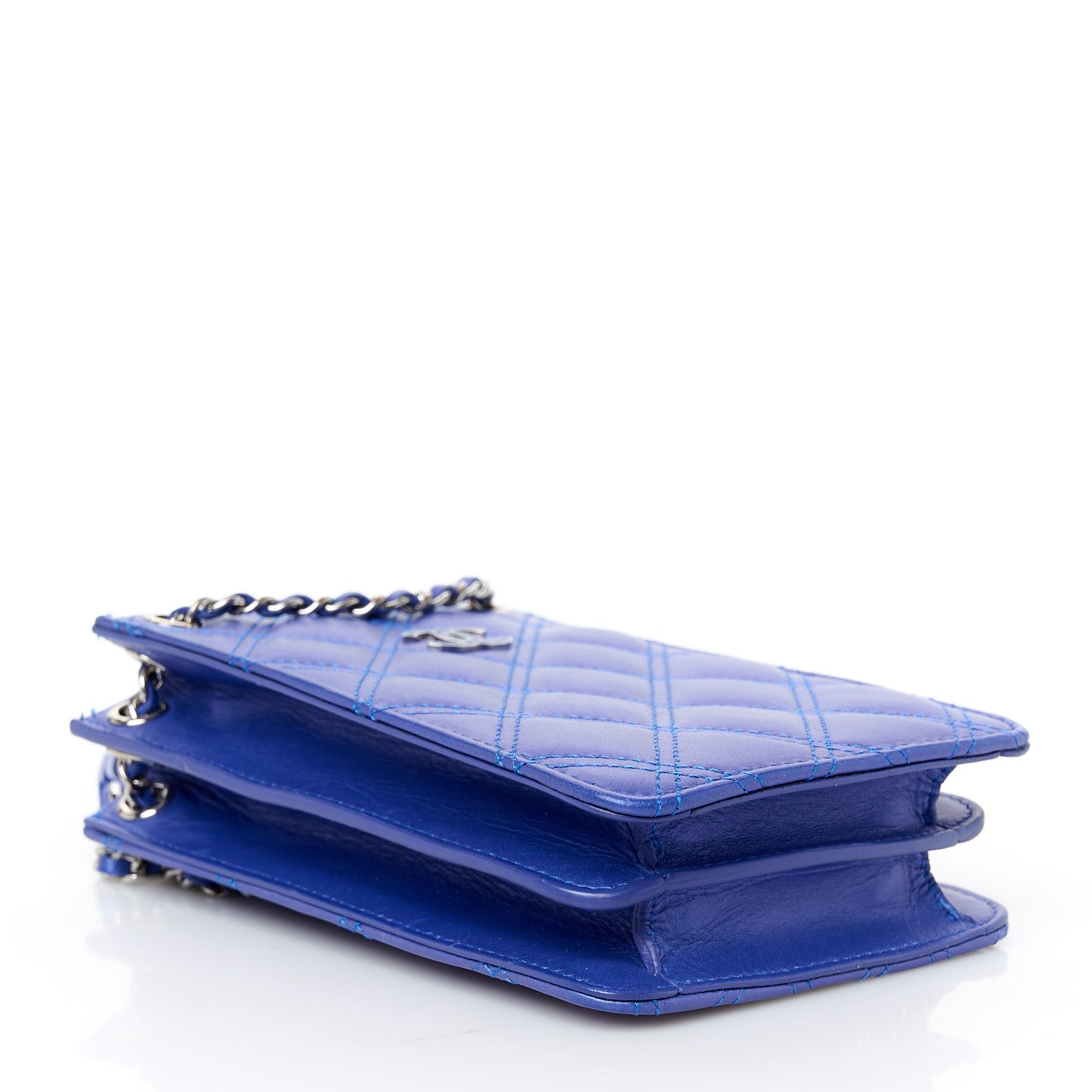 Calfskin Quilted Crossbody CC Phone Holder Dark Blue
