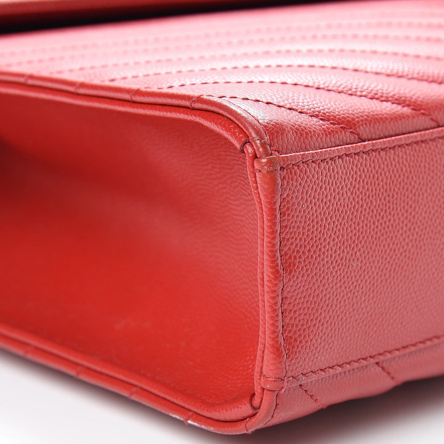 Grain De Poudre Matelasse Chevron Large Monogram Satchel Lipstick Red