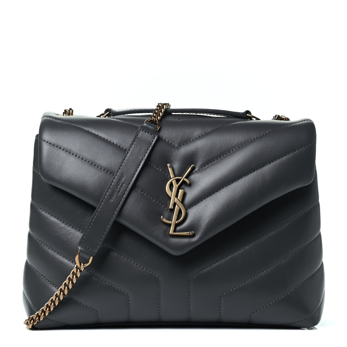Calfskin Y Quilted Monogram Small Loulou Chain Satchel Storm