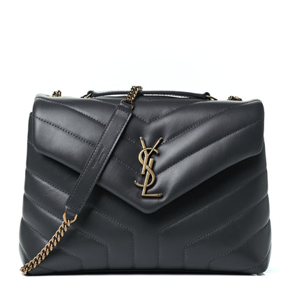 Saint Laurent Calfskin Y Quilted Monogram Small Loulou Chain Satchel Storm 1 of 4