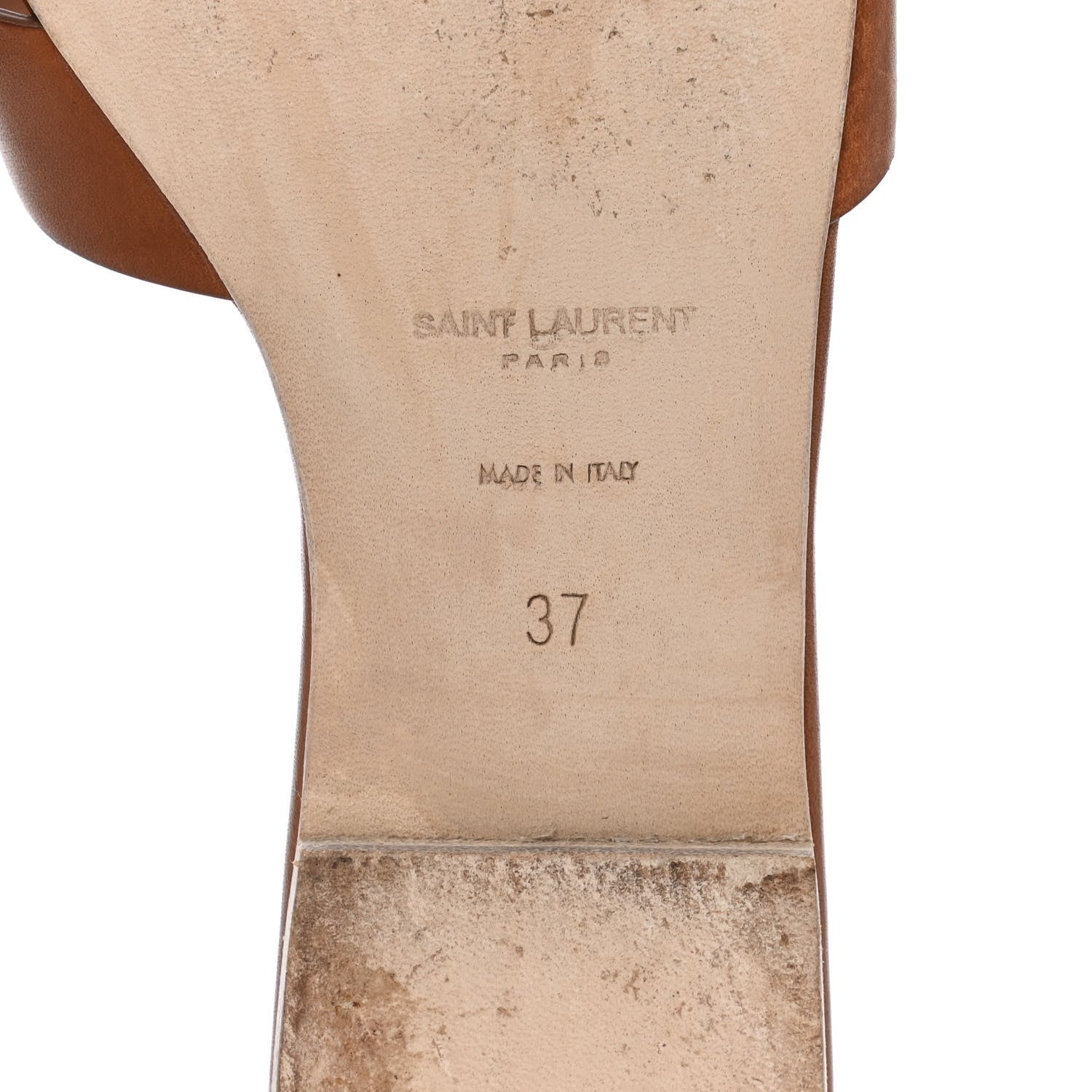 Saint Laurent Calfskin Tribute 05 Slide Sandals 37 Amber 7 of 15