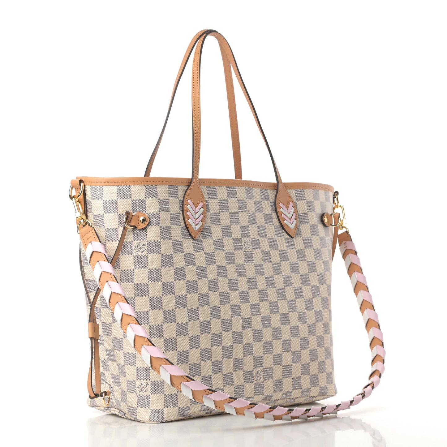 Damier Azur Braided Neverfull MM Pink
