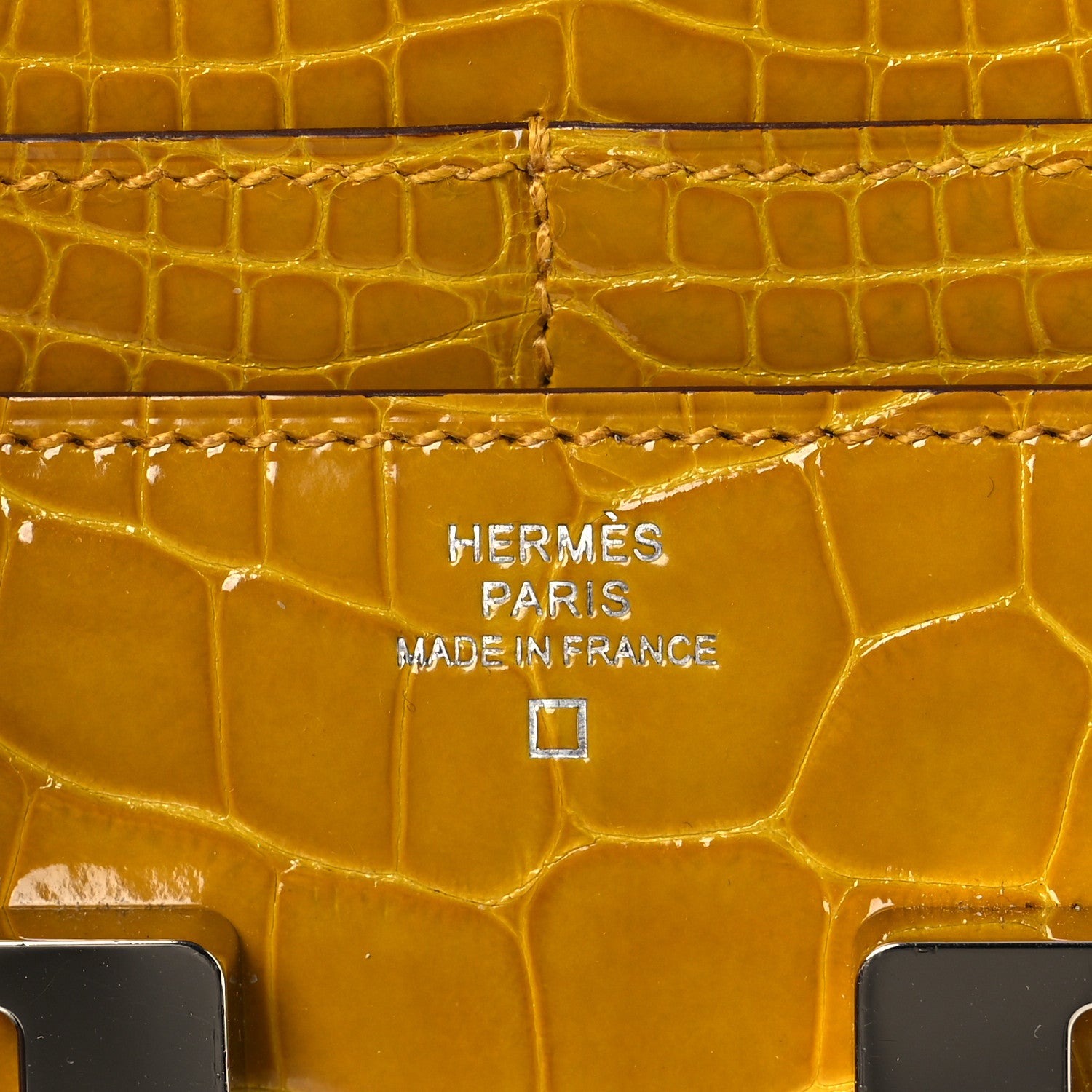 Hermes Shiny Alligator Constance Short Wallet Jaune Ambre 6 of 9