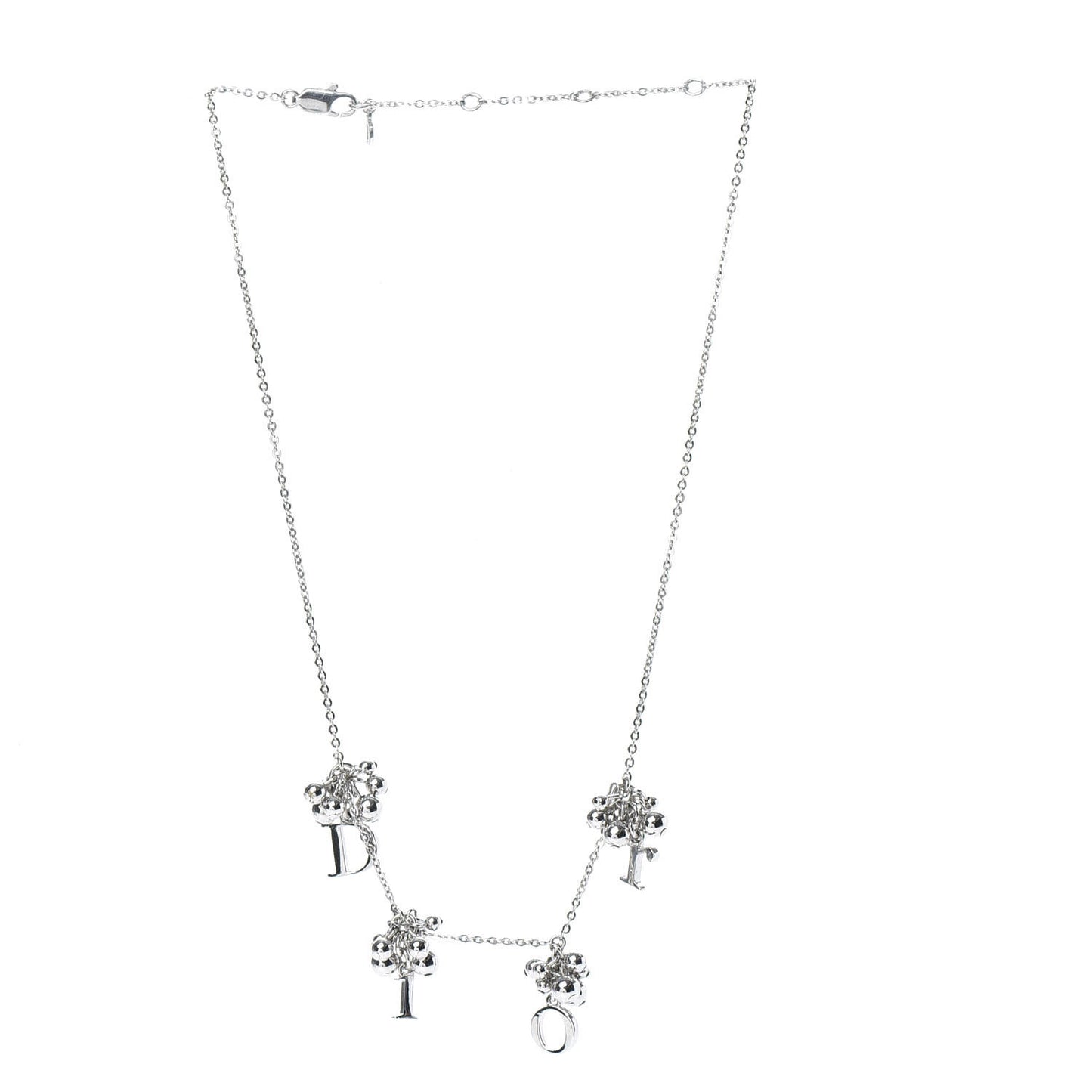 Beaded Logo Charm Necklace Silver