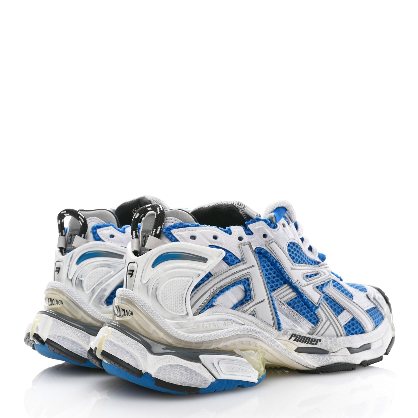 Mesh Rubber Distressed Womens Runner Sneakers 37 Navy White Black Grey