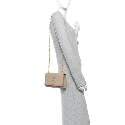 Saint Laurent Grain De Poudre Small Monogram Kate Satchel Dark Beige 2 of 14