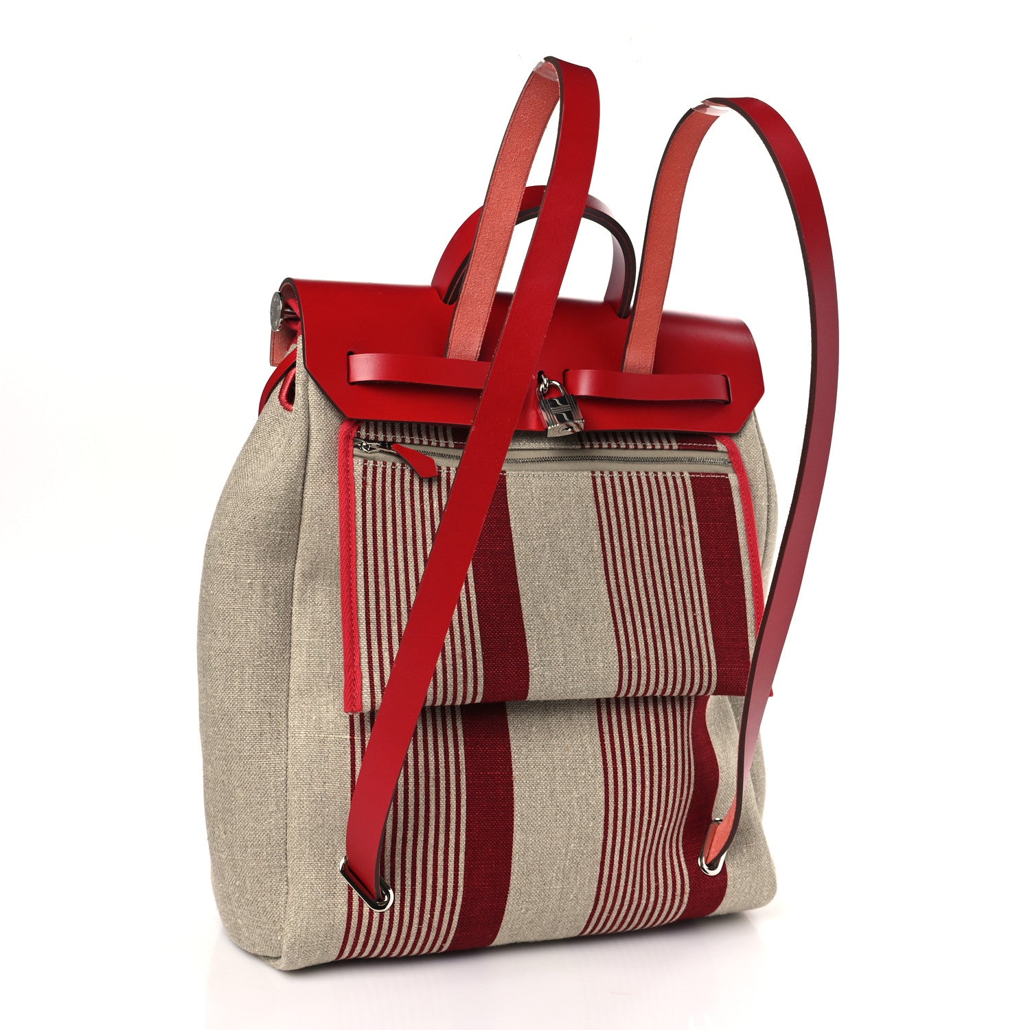 Hermes Vache Hunter Toile H Vibration Herbag a Dos Retourne Backpack Bordeaux Ficelle Rouge Piment 5 of 11